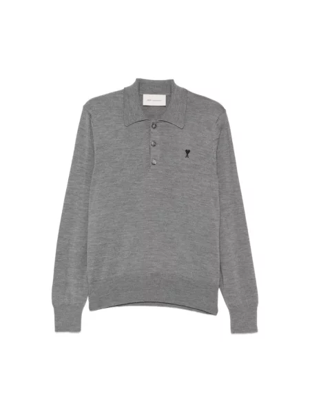 Sweter Ami Paris wełniany szary