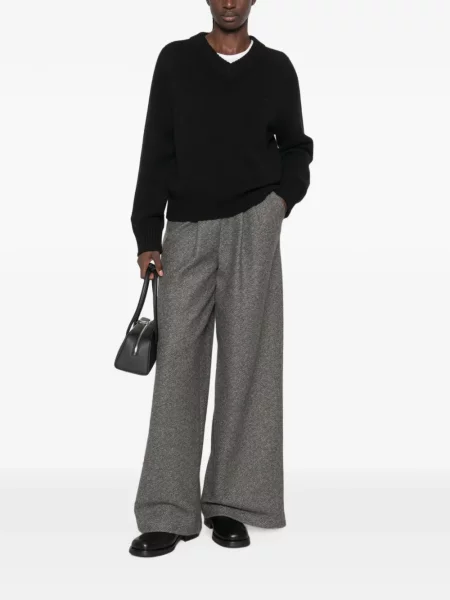 Pantaloni Bye cu model herringbone gri