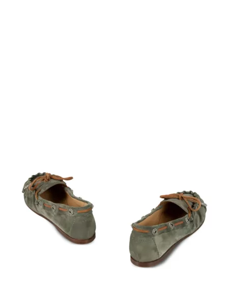 Balerini Sartore din piele de căprioară verde