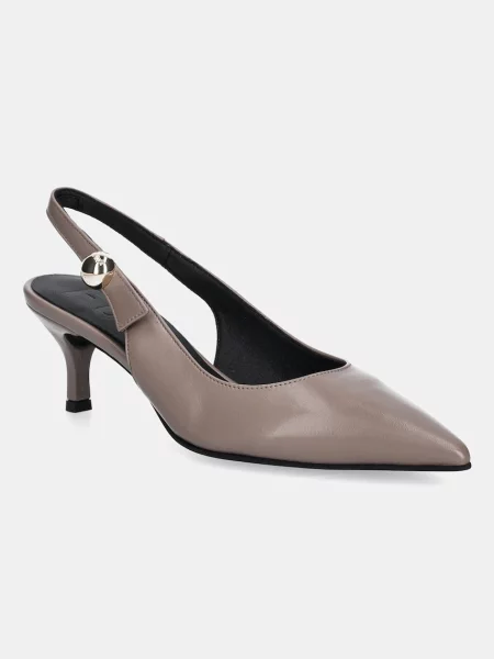 Кожени обувки с тънък Furla Sfera Slingback кафяво