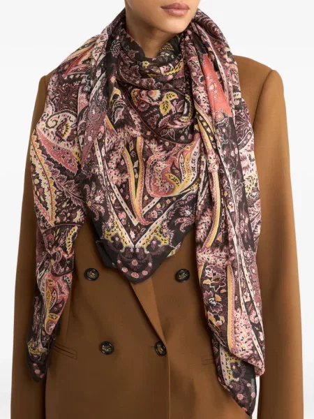 Fular Etro cu imagine cu model paisley maro