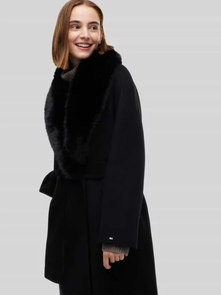 Tommy Hilfiger Płaszcz wełniany Belted czarny