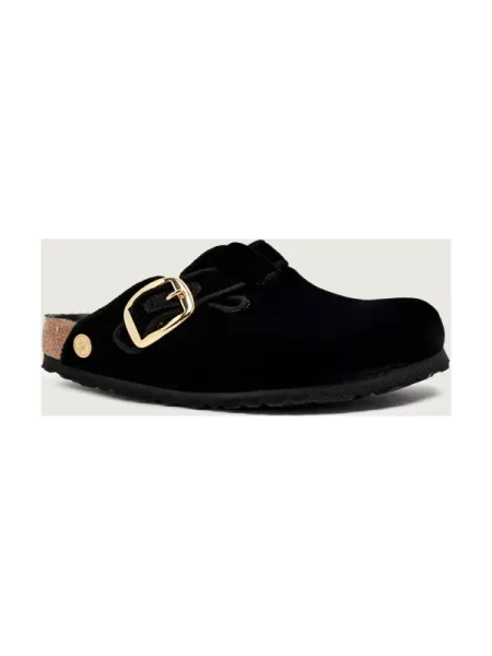 Birkenstock Mules încălțăminte Boston | narrow fit cu adaos de piele negru