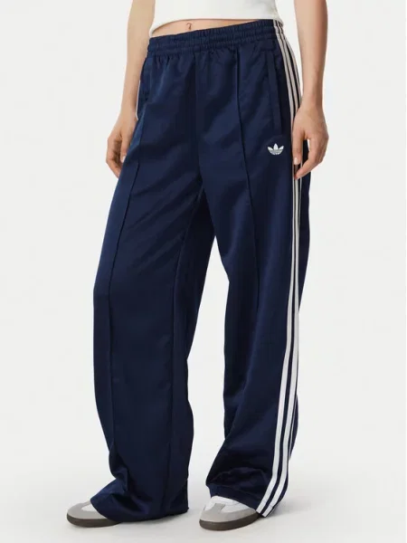 Adidas Pantaloni trening Satin Sst Loose Trackpant Bleumarin