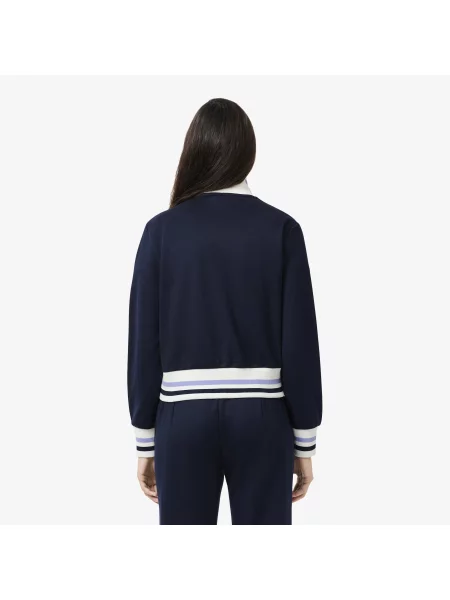 Lacoste Bluza Z Zamkiem I Ozdobnymi Paskami niebieska