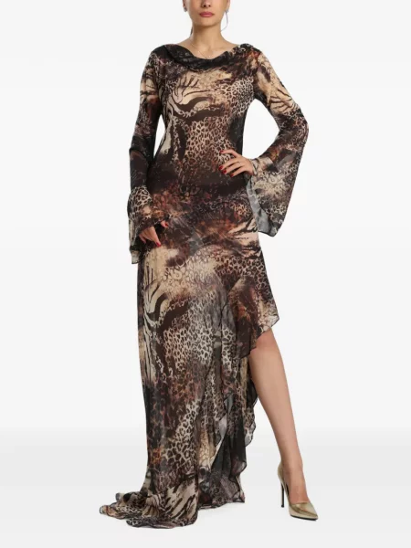 Rochie maxi Miau By Clara Rotescu cu imagine maro