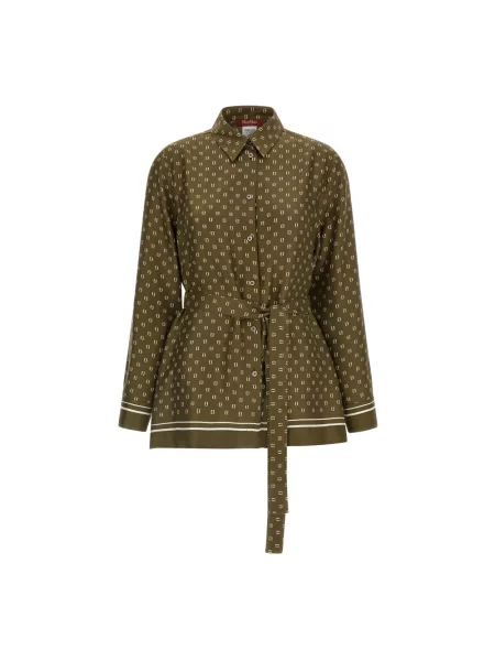 Lniana koszula Max Mara Studio zielona