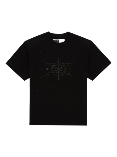 Stras tricou Sp5der de mătase negru