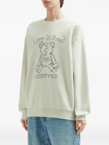 Hanorac crewneck Izzue cu broderie teddy