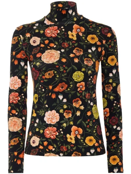 Top La Doublej cu model floral cu imagine negru