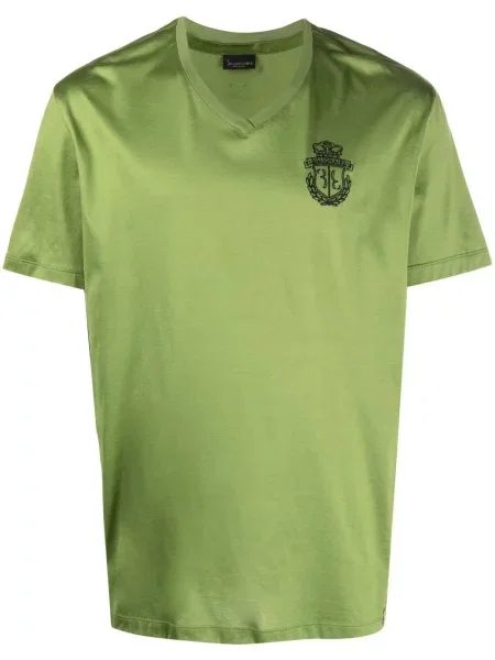 Tricou Billionaire cu broderie cu decolteu în V verde
