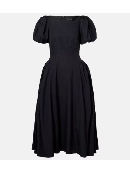 Rochie midi Simone Rocha până la genunchi din poplin de costum negru