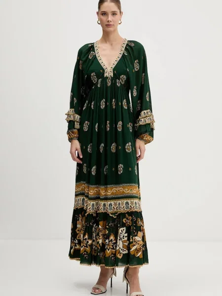 Farm Rio rochie maxi evazați verde