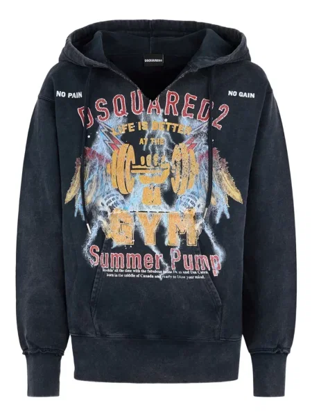 Hanorac cu glugă Dsquared2 cu imagine negru