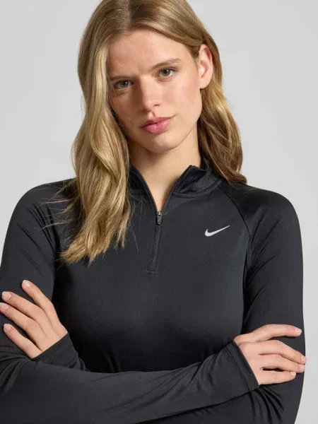 Koszulka funkcyjna z zamkiem błyskawicznym i logo model „Tempo” Nike Training czarna