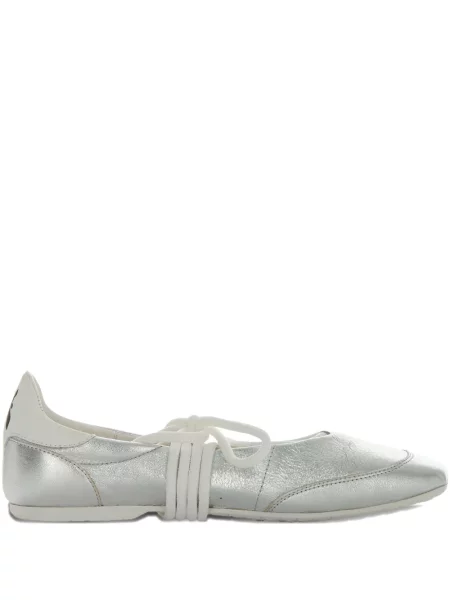 Кожени балеринки Patrizia Pepe с връзки сребристо
