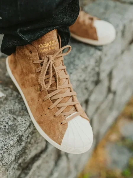 Ριγέ sneakers Adidas New York σουέντ ροζ