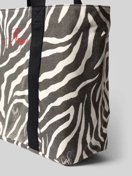 Torba shopper z czystej bawełny model BECKY ZE_TOTE' Hugo czarna