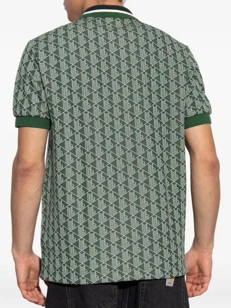 Polo Lacoste cu imprimeu geometric verde