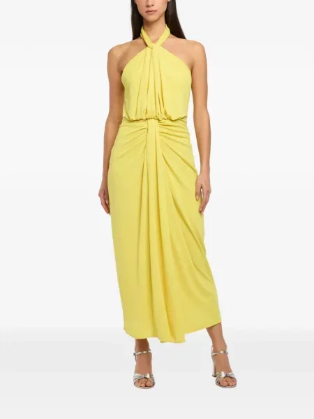 Rochie Cinq A Sept cu gât halter de costum galben