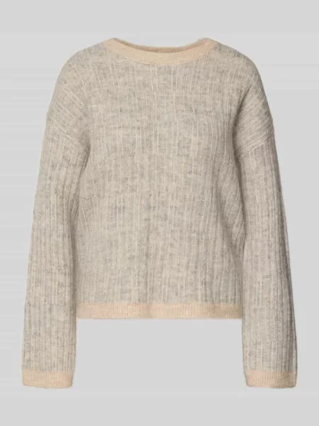 Sweter o kroju relaxed fit z mieszanki wełny z dodatkiem wełny z alpaki model ‘FALVA’ Selected Femme beżowy