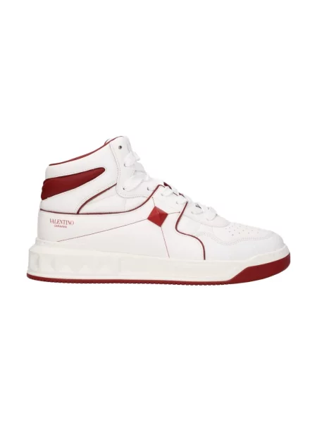 Lniane sneakersy Valentino Garavani z ćwiekami białe