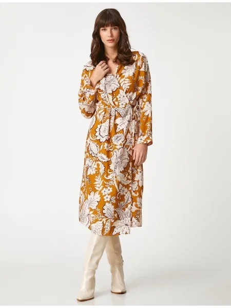Rochie Koton cu model floral plic maro