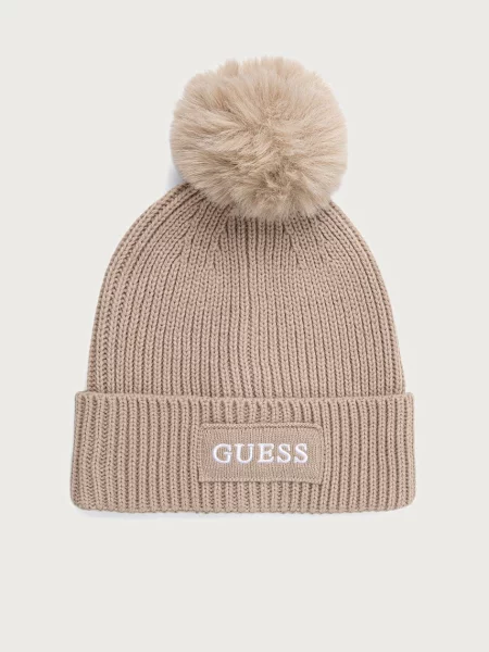 Guess čepice s bambulí AMORETTE béžový