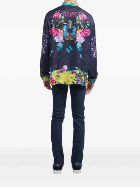 Cămașă de blugi Versace Jeans Couture cu imagine negru