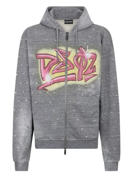 Hanorac cu glugă Dsquared2 cu tepi gri