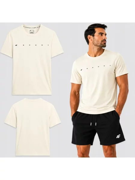T-SHIRT 4F KOSZULKA SPORTOWA NA CO DZIEŃ beżowa