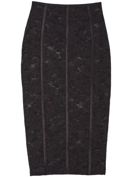 Fustă tip creion Fleur Du Mal cu model floral din dantelă negru