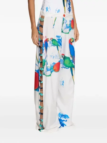 Pantaloni Amir Slama cu imagine alb