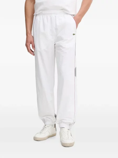 Pantaloni Lacoste alergare cu autograf alb