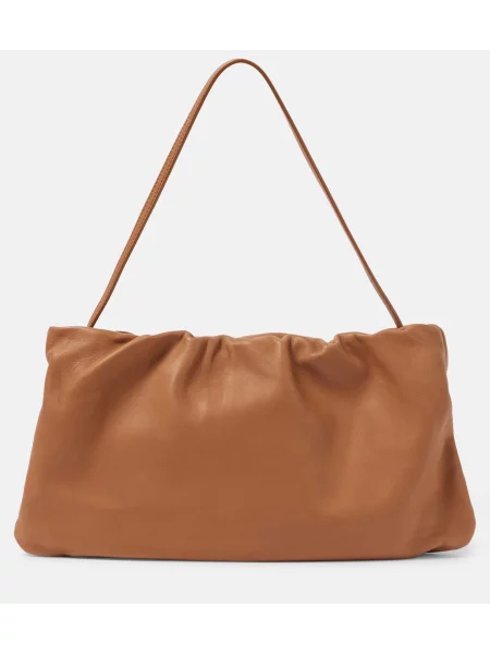 Geanta de piele The Row din piele maro