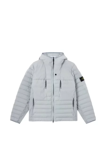 Geacă Stone Island cu glugă cu strasuri gri