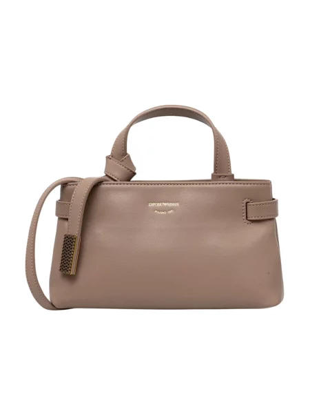 Emporio Armani torebka skórzana beżowa