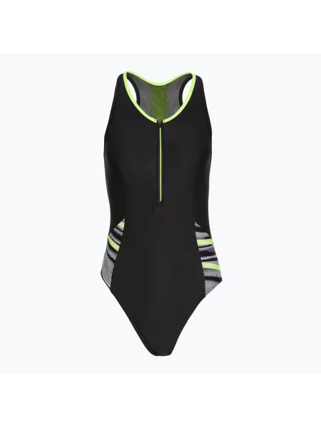 Speedo Reflect Wave черен/зелен дамски бански костюм от една част черно