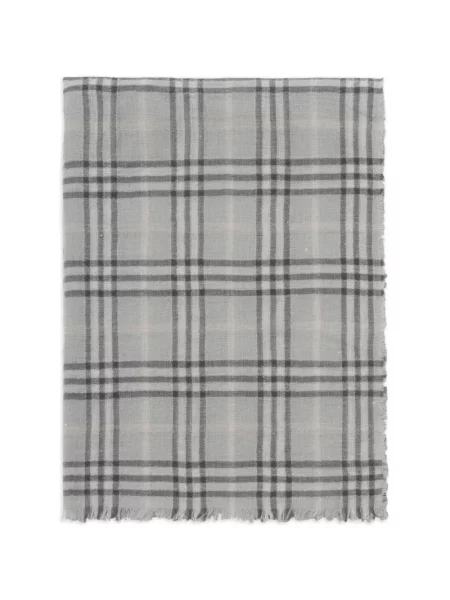 Fular Burberry de lână în carouri gri