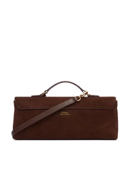 Kabelka Tommy Hilfiger American Icon Clutch Suede hnědá