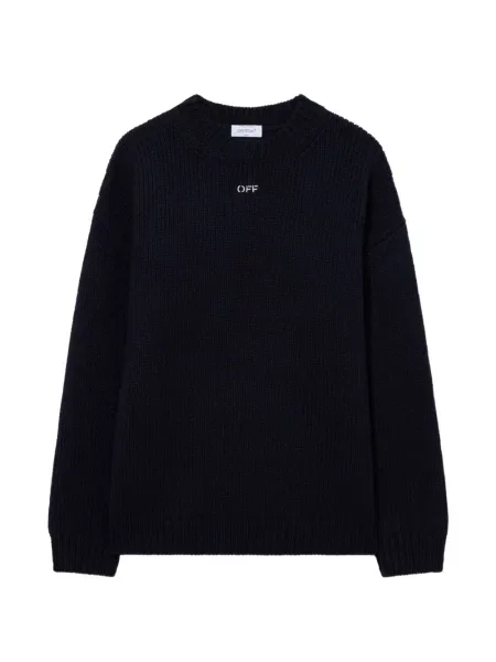 Pulover Off-white cu broderie alb