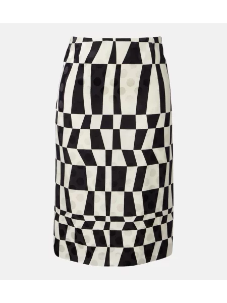 Fustă tip creion Dries Van Noten cu imagine negru