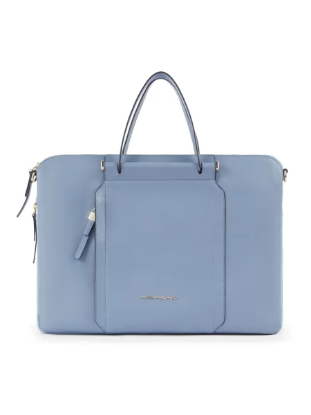 Torebka skórzana Piquadro skórzana niebieska