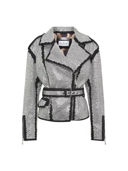 Kurtka skórzana Philipp Plein szara