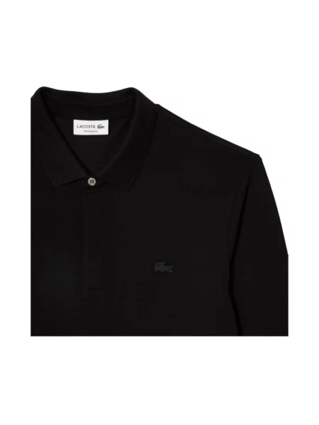 Koszulka polo Lacoste z długim rękawem biznesowa czarna