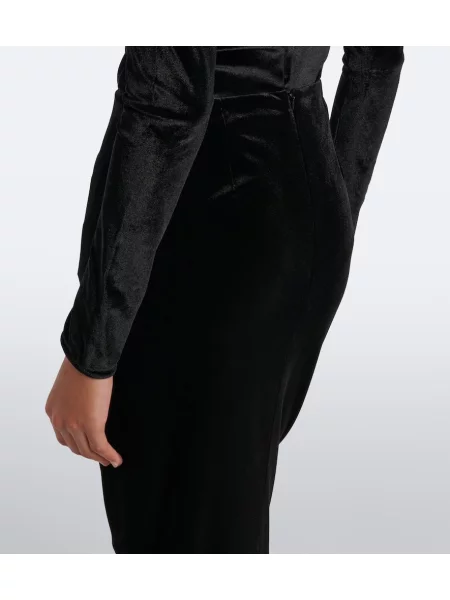 Fustă tip creion Mugler de catifea negru