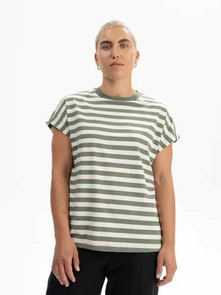 MELA Tricou MADHU verde alb