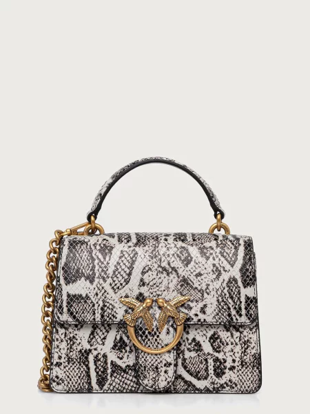 Pinko De piele cufăr Love One top Handle Mini gri