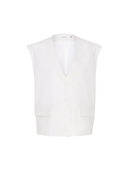 Gestuz kamizelka z domieszką lnu jednorzędowa biały