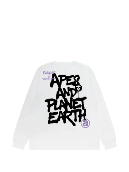 Lung tricou Aape By A Bathing Ape cu imagine alb